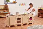 Natuurlijke Kinder Keuken, Fornuis, SpoelBak, Koelkast en Wasmachine H55 cm Tangara Groothandel Kinderopvang en kinderdagverblijf inrichting